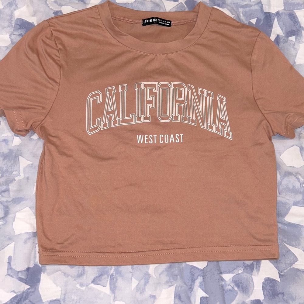 SHEIN California West Coast Short Sleeve Crop Top Women Size S